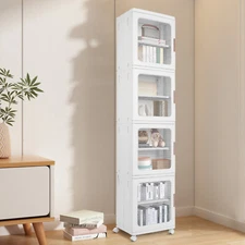 White Foldable Plastic Storage Cabinet Foldable And Movable Storage Box