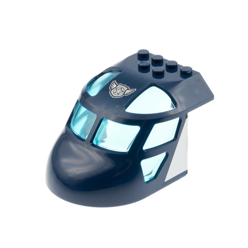 1x Lego Aeroplane Cockpit 6x8x4 Dark Blue Curved Window Police 11293pb004