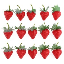 10Pcs Artificial Strawberries Fake Red Strawberries Plastic Lifelike Fruit Decor