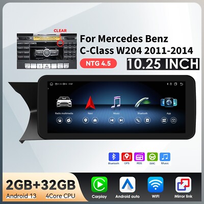 10.25''Screen Upgrade display for Mercedes Benz C W204 Carplay Android Auto Radio