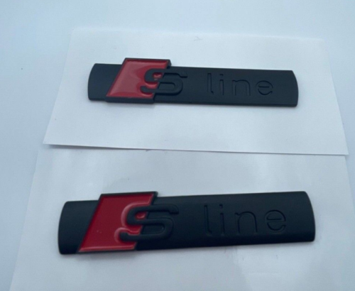 2 Pieces Black S Line Side Wing Fender Badge Emblem Sticker for Audi Matte - Picture 1 of 1