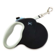 Heavy Duty Nylon Reflective Retractable Dog Leash, Black, M -For Dogs up to 50LB