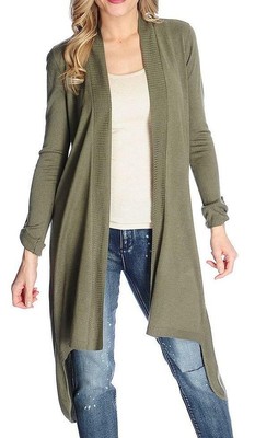 Indigo Thread Womens 2X Plus Gray Black Bi-Level Cardigan Sweater