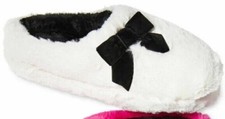 INC International Concepts Women's Plush Bow Clog Slippers White S or XL