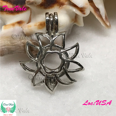 Beautiful Sunflower - Silver Plated - Locket Pearl Cage Pendant - Hold 6mm - 8mm