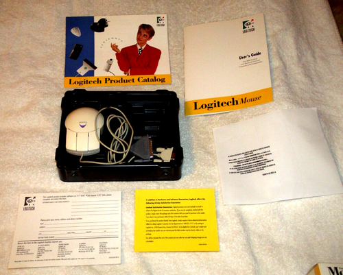 1994 #1183 Logitech Mouseman Wired Mouse New Box Wires Manual MISSING CircuitBrd - Picture 6 of 9