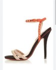 NEW TopShop Black Orange Tan Ankle Studded Strappy Suede Sandal Heels UK 38/US 8 — photo 1