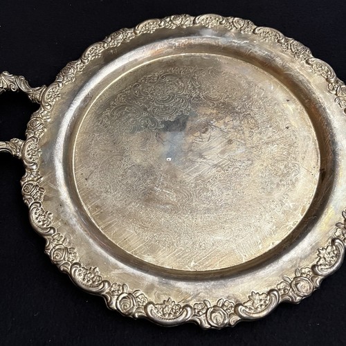 Vintage Silver Plated Round 15” Tray with Handles - Picture 18 of 18