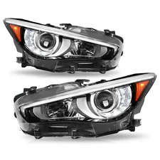 For 2014-2022 Infiniti Q50 w/o AFS LED DRL Headlights Headlamps Pair Left+Right