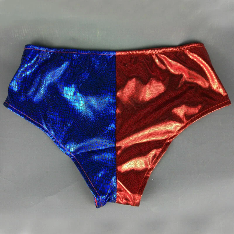 Cosplay Escuadrón Suicida Harley Quinn Pantalones Cortos Disfraz Rojo Azul Vestido Elegante Foto 3 de 3