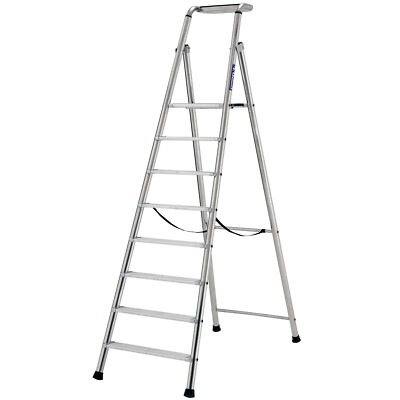 1,9 m MAX STABILITÄT Plattform Trittleiter 8 Stufen Antirutsch Aluminium DIY Stufen