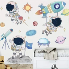 Astronaut Wall Stickers, DILIBRA Planet Space Walk Spaceship DIY Art Vinyl Re...