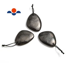 Natural Shungite Pendant Irregular Teardrop Shape Size 30x40mm Sold Per Piece