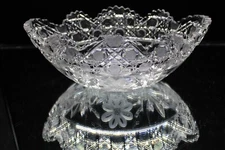 American Brilliant Period Cut Oval Glass Bowl