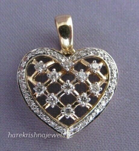 Lab Created 2.55CT Round Cut Diamond Heart Pendant 14K Two Tone Gold Finish - Picture 1 of 4