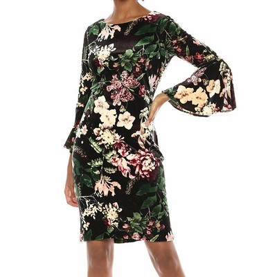 Calvin Klein Floral Bell Sleeve Sheath 