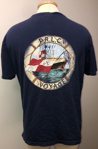 POLO RALPH LAUREN VINTAGE P.R.L.C. CAMISETA BOLSILLO AZUL VIAJE PRINCIPIOS AÑOS 90 TALLA M - Imagen 6 de 7