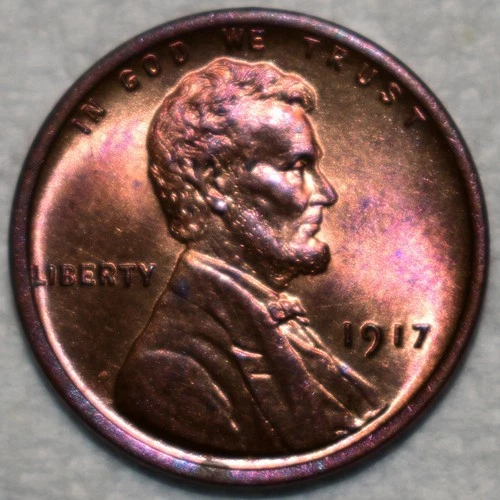 Brilliant Uncirculated 1917-P Lincoln Cent, Razor-Sharp, Red-Brown specimen.
