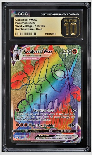 2020 😺 CGC 10 Pristine Coalossal VMAX Holo #189/185 Rainbow Rare Vivid Voltage