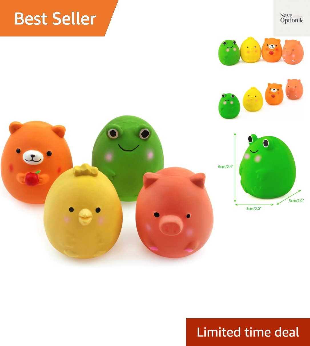 4PCS 2.4'' Squeak Latex Puppy Toy Funny Animal Sets Pet Inte