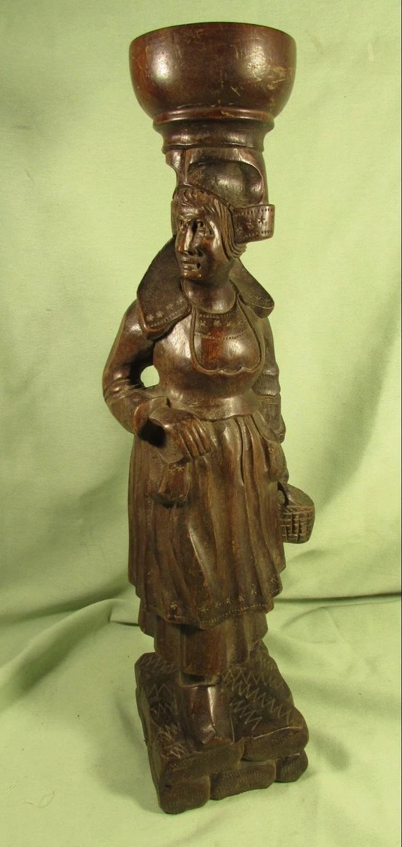 Sculpture Visage Abstraite Stylisée Vintage en Bois de Pin, 1970s en vente sur Pamono