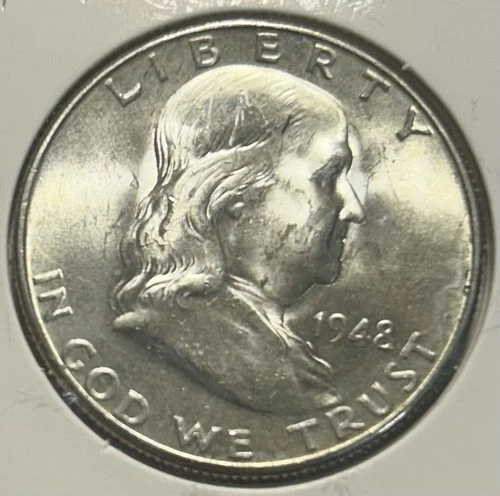 1948 D Franklin Silver Half Dollar, Uncirculated F107