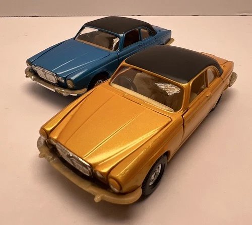 Corgi Jaguar XJ12C Blue & Gold Diecast Cars Made in Gt Britain Vintage Pair