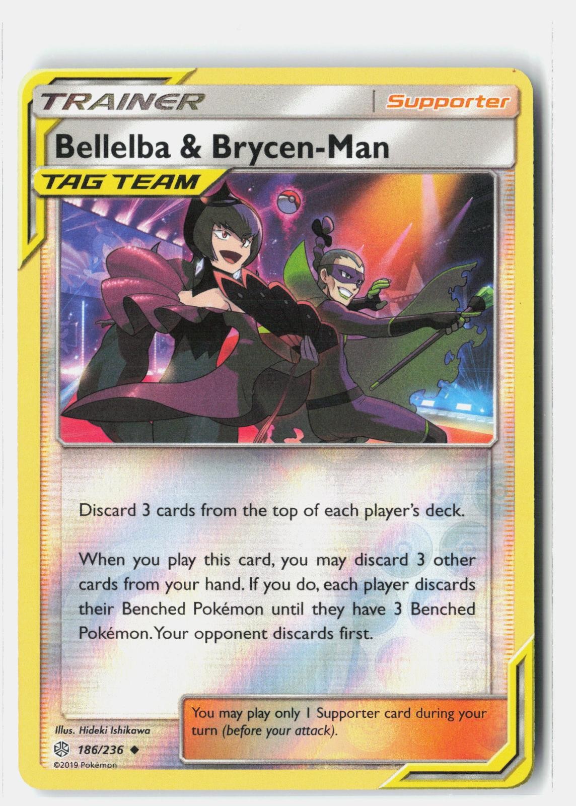 Bellelba & Brycen-Man 186/236 Cosmic Eclipse Pokemon Reverse Holo LP