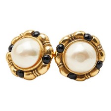 Chanel Pearl Earrings Women Gold One Size