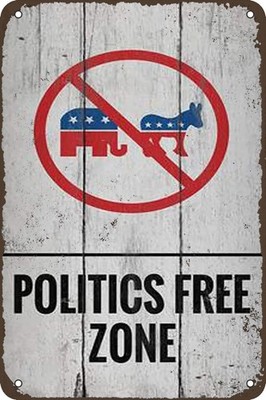 Tin Metal Signs Politics Free Zone No Discuss Politics Sign Retro Wall Decor for