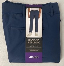 NEW Banana Republic Men  s 5 Pocket Flat Front Pant Slim Straight Fit 40x30 BLUE