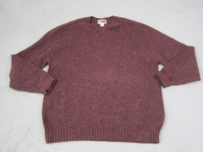Vintage Tuxan Sweater Mens 3XL XXXL Red Shetland Wool VNeck Made in USA 70s Knit