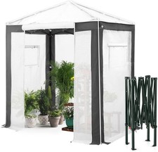 6x4 Walk in Pop Up Greenhouse Gray/White Reinforced Corners Pop Up Greenhouse