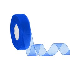 Organza Ribbon 1 Inch 50 Yards Sheer Ribbons for Gift Wrapping, Bright Blue