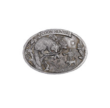 Vintage 1986 C J 1137 "Coon Hunter" Metal Belt Buckle - Made in USA