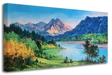 Ardemy Mountain Canvas Wall Art for Living Room Large Nature Paintings Wall D...