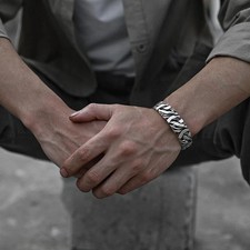 Adjustable  Sterling Silver Mens Heavy Woven Torque Bangle Cuff Bracelet