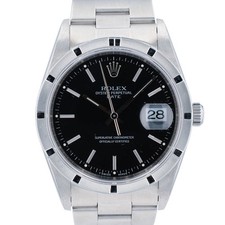 Rolex Oyster Perpetual Date 15210 Black Index Engine Turned Bezel Oyster Watch