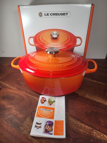 Le Creuset Signature Oval Dutch Oven Gusseisen 5 Quart Topf Flamme Neu im Karton - Bild 3 von 10
