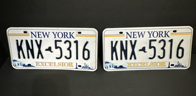 Pair NEW YORK EXCELSIOR License Plate KNX - 5316 | eBay