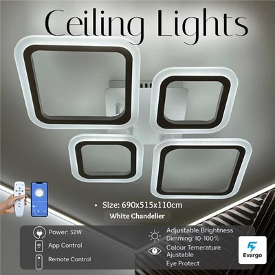 52W LED Decken Leuchte Rund Panel Einbauleuchten Schlafzimmer Küche Lampe Weiß APP