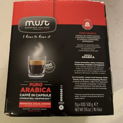Must Espresso Italiano Puro Arabica 100 Caffe In Capsule Nespresso 5/27