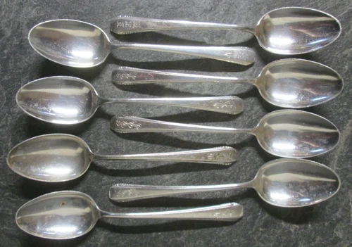 Towle Cascade Lot Of 8 Teaspoons Sterling 203.3 Grams 925 Scrap Use Monogrammed