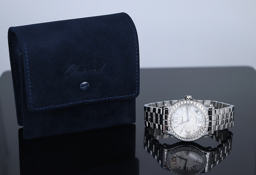 $25,200 Chopard Happy Sport 7 Floating Diamond 36mm Automatic Steel Watch 8559 - Picture 2 of 12