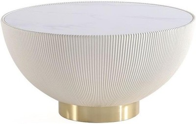 Manhattan Comfort Anderson Modern Low-Profile Round Coffee Table   Ceramic Marbl