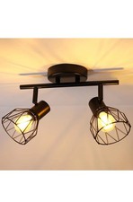 Spot Light Fittings for Ceilings Adjustable in Matt Black Wire Cage Wall