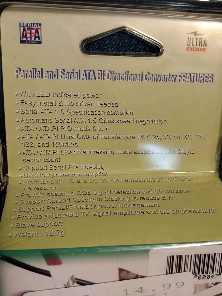 Syba SY-BIR-IDESA IDE to SATA or SATA to IDE Bi-Directional Converter NEW - Image 4 of 4