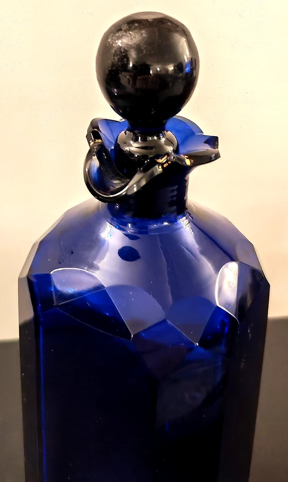ANTIQUE GEORGIAN BRISTOL BLUE SPIRIT DECANTER POURING LIP c.1810 - Image 3 of 4