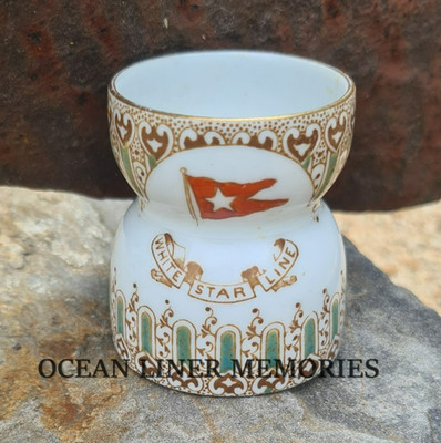 White Star Line RMS Titanic Olympic Eierbecher datiert 3 / 1911 Dampfschiff China selten