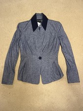 Giorgio Armani Italian Tweed Knit Single Button Blaze Jacket Blue IT 42 US 6 NWT